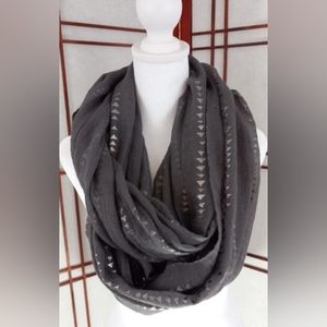 INFINITY SCARF APT. #9 GRAY WITH SILVER EMBROIDERY